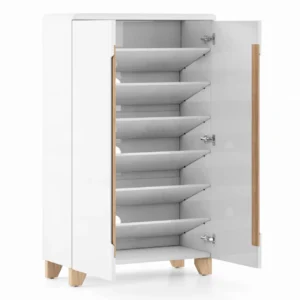 Oslo High Gloss 21 Pair Shoe Rack In White Finish - Image 4