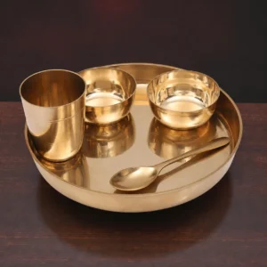 10 Inch Kansa Bronze Bhojan/Dinner/Thali 5 Items - Image 2