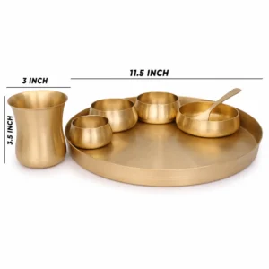 Curved Matt Finish Thali Set - 7-Piece Set for Exquisite Dining Experience - Image 3