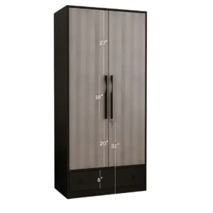 Avren Engineered Wood Wardrobe with Textured Front & Drawer Storage (Chevron Pattern) - Image 3