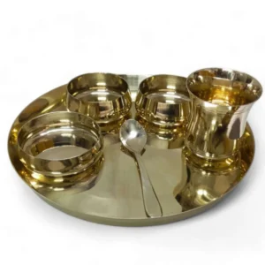 12-Inch Pure Kansa Thali Set - Shine - Image 3