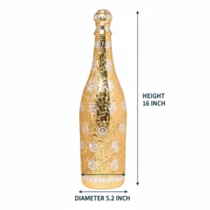 Pure Brass Royal Champagne Bottle – Hand Carved Big Size 16 Inch Decorative Showpiece - Image 3