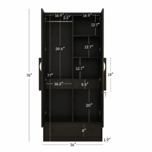 Avren Engineered Wood Wardrobe with Textured Front & Drawer Storage (Chevron Pattern) - Image 2