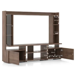 Celestin Engineered Wood Free Standing Regular Size TV Unit In Classic Walnut - Image 2