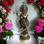 Brass Black antique Krishna Decorative Showpiece - 51 cm (Brass, Black)