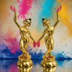 Gaura Nitai One Hand Up One Hand Down Metal Deity, Asthadhatu -- Special