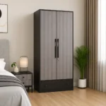 Avren Engineered Wood Wardrobe with Textured Front & Drawer Storage (Chevron Pattern)
