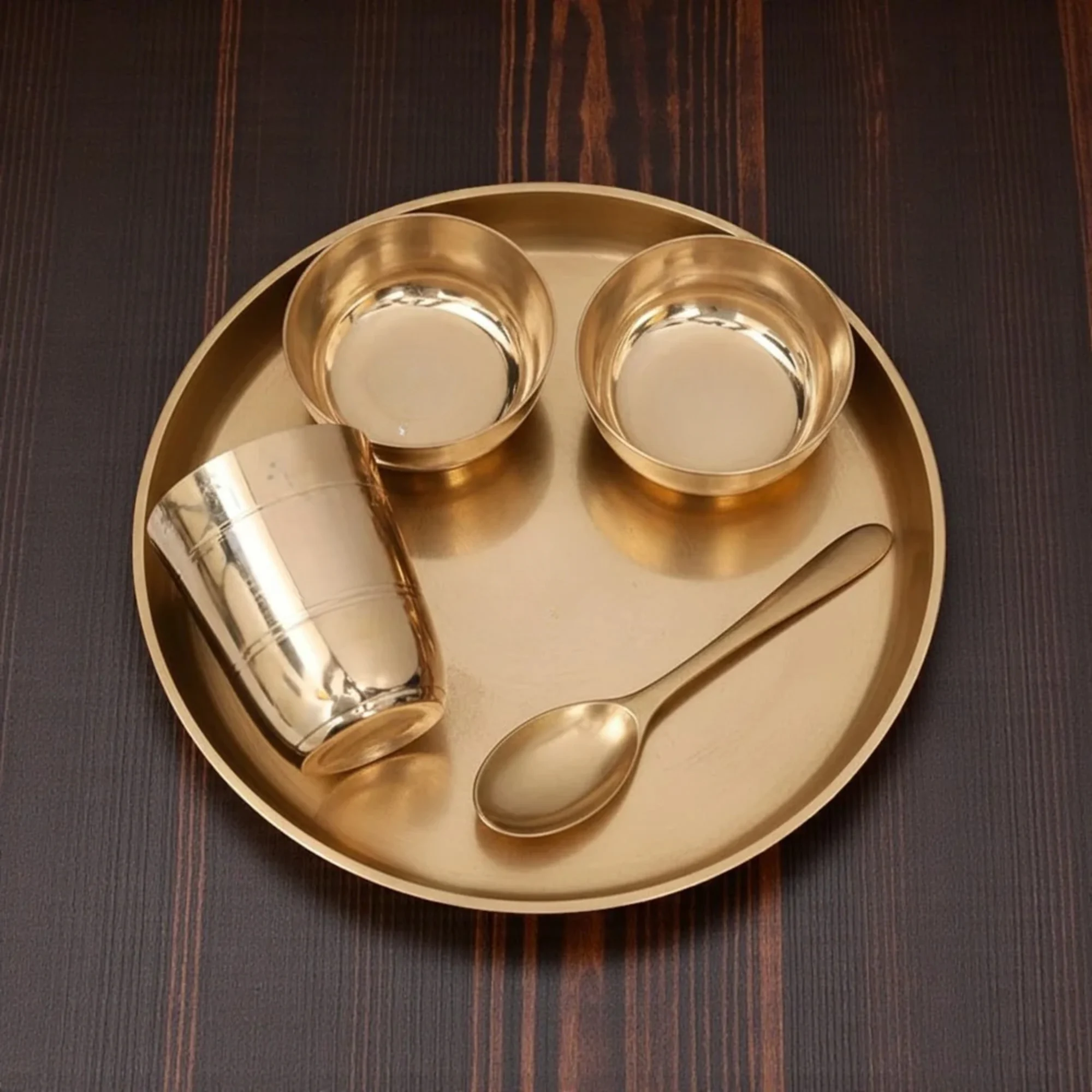 Thali 10 Inch Kansa Bronze Bhojan/Dinner/Thali 5 Items - Image 1