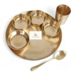 Pure Brass Matt Finish 7-Piece Dinner Set / Thali Set