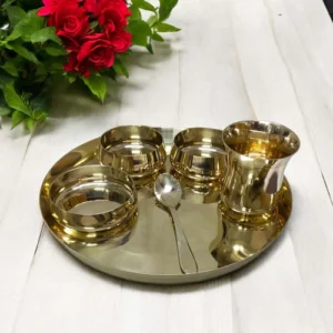 12-Inch Pure Kansa Thali Set - Shine