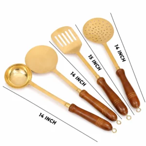 Handmade Traditional Brass Ladles and Spatula Cooking Set (Set-of-4) - Image 3