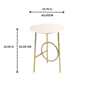 Waves Marble Top End Table | Sofa Side Table for Living Room | Corner Table | Bedside Table - Image 3
