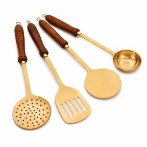Handmade Traditional Brass Ladles and Spatula Cooking Set (Set-of-4) - Image 2