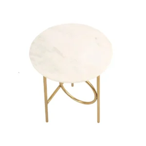 Waves Marble Top End Table | Sofa Side Table for Living Room | Corner Table | Bedside Table - Image 2