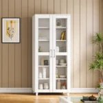 Paige Tall Storage Cabinet in Frosty White
