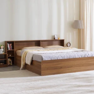 Furniveda Nova Storage Bed with Bookshelf Headboard