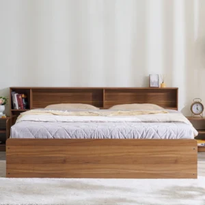 Furniveda Nova Storage Bed with Bookshelf Headboard - Image 2