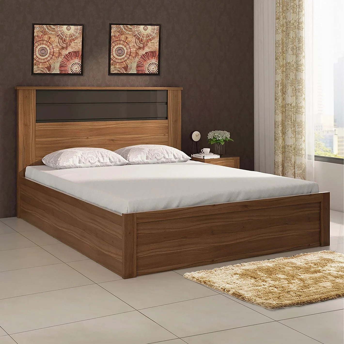 1000009008542-1000009008542-2403_01-2100 Furniveda Aurora Premium Storage Bed | Contemporary Wooden Bed Frame - Image 1