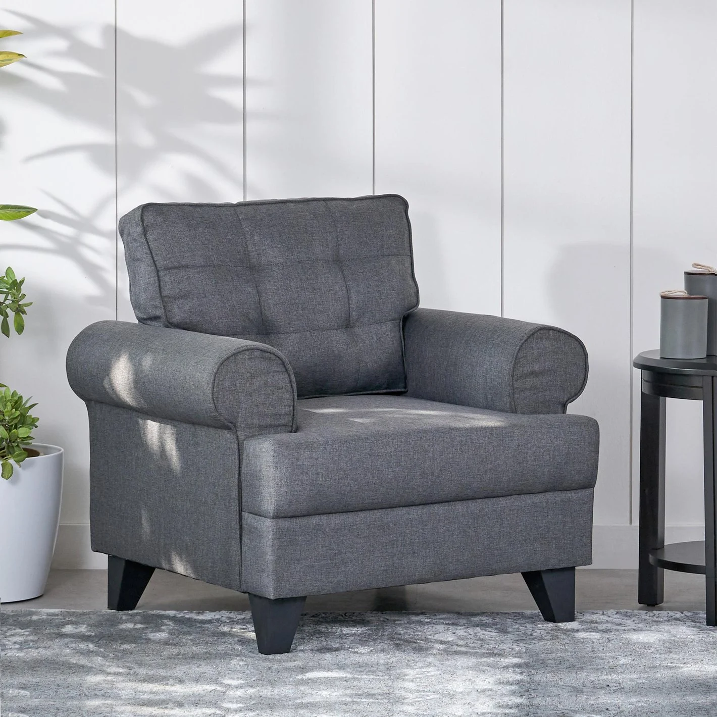 1000012695513-1000012695512_01-2100 Furniveda Ashton Premium 1-Seater Sofa | Luxury Upholstered Lounge Chair - Image 1