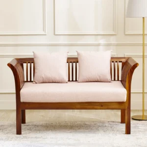 Furniveda Valencia Premium 2-Seater Wooden Sofa with Cushions | Luxury Solid Wood Loveseat - Image 2