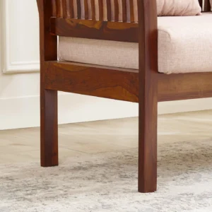 Furniveda Valencia Premium 2-Seater Wooden Sofa with Cushions | Luxury Solid Wood Loveseat - Image 4