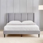 Furniveda Luxe Wingback Upholstered Bed with Channel Tufted Headboard
