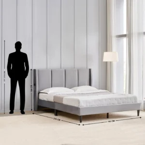 Furniveda Luxe Wingback Upholstered Bed with Channel Tufted Headboard - Image 3