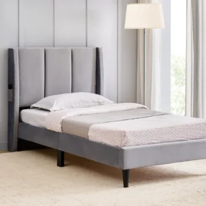 Furniveda Nova Premium Upholstered Single Bed | Modern Fabric Platform Bed