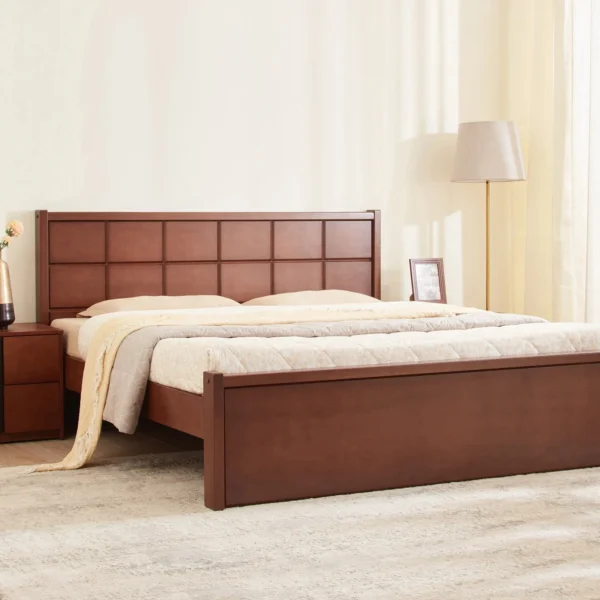Furniveda Monarch Premium Solid Mahogany Wood Queen Bed