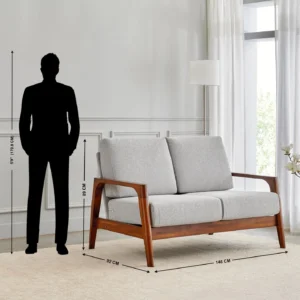 Furniveda Verona Premium 2-Seater Wooden Sofa with Cushions | Luxury Solid Wood Living Room Sofa - Image 3