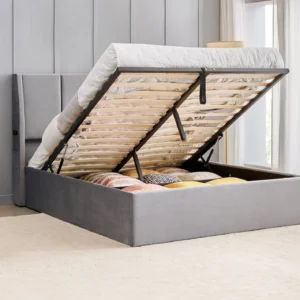 Furniveda Celeste Premium Upholstered Platform Bed | Modern Fabric Bed Frame with Hydraulic Storage Product Description - Image 4
