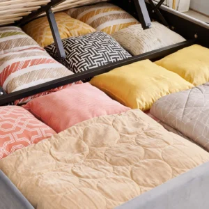 Furniveda Celeste Premium Upholstered Platform Bed | Modern Fabric Bed Frame with Hydraulic Storage Product Description - Image 5