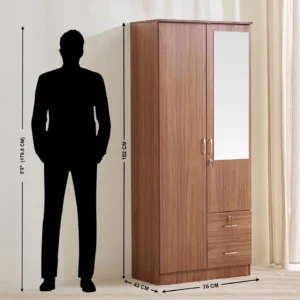 Furniveda Nova 2-Door Wardrobe with Mirror & Drawers - Image 3